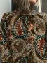 Women Floral Printing Spring/Fall Vintage Long Sleeve Turtleneck Sweater