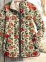 Women's Vintage Printing Winter Floral Stand Collar Padded Parka