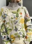 Women Floral Printing Spring/Fall Vintage Long Sleeve Turtleneck Sweater
