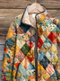 Women's Vintage Printing Winter Abstract Stand Collar Padded Parka