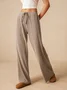 Women Plain Long Elastic Waist Pants Casual Spring/Fall Trousers