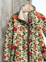 Women's Vintage Printing Winter Floral Stand Collar Padded Parka