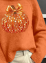 Women Halloween (pumpkin) Printing Spring/Fall Vintage Long Sleeve Turtleneck Sweater