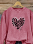 Women Leopard Crew Neck Printing Casual Spring/Fall Long Sleeve Sweatshirt