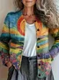 Women Abstract Vintage Spring/Fall Printing Cardigan