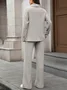Women Plain Split Joint Two-Piece Set Daily Long Sleeve Casual Spring/Fall Top With Pants Matching Set