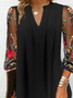 Women Floral Long Sleeve Spring/Fall Dress V Neck Holiday Sexy Midi Prom Dress H-Line Dress
