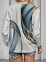 Women Abstract Long Sleeve Tee T-shirt V Neck Printing Casual Spring/Fall Graphic Tee Top