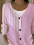 Women Striped Long Sleeve V Neck Casual Spring/Fall Cardigan Outerwear