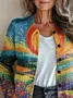 Women Abstract Vintage Spring/Fall Printing Cardigan