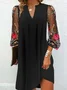 Women Floral Long Sleeve Spring/Fall Dress V Neck Holiday Sexy Midi Prom Dress H-Line Dress