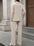 Women Plain Split Joint Two-Piece Set Daily Long Sleeve Casual Spring/Fall Top With Pants Matching Set