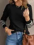 Women Striped Printing Spring/Fall Casual Long Sleeve Crew Neck Sweater