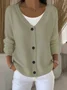 Women Plain Casual Spring/Fall Cardigan