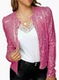 Women Spring/Fall Outerwear Vintage Split Joint Plain Long Sleeve Stand Collar Jacket