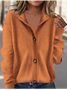Women Plain Long Sleeve Turtleneck Vintage Winter Cardigan Outerwear