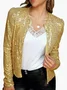 Women Spring/Fall Outerwear Vintage Split Joint Plain Long Sleeve Stand Collar Jacket
