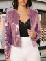 Women Spring/Fall Outerwear Vintage Split Joint Plain Long Sleeve Stand Collar Jacket