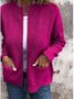 Women Spring/Fall Outerwear Vintage Split Joint Plain Long Sleeve Stand Collar Jacket