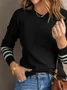 Women Striped Printing Spring/Fall Casual Long Sleeve Crew Neck Sweater