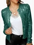 Women Spring/Fall Outerwear Vintage Split Joint Plain Long Sleeve Stand Collar Jacket