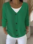 Women Plain Casual Spring/Fall Cardigan