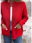 Women Spring/Fall Outerwear Vintage Split Joint Plain Long Sleeve Stand Collar Jacket