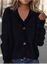 Women Plain Long Sleeve Turtleneck Vintage Winter Cardigan Outerwear