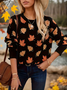 Women Maple Leaf Printing Spring/Fall Casual Long Sleeve Crew Neck Sweater