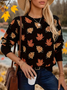 Women Maple Leaf Printing Spring/Fall Casual Long Sleeve Crew Neck Sweater