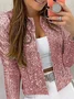 Women Spring/Fall Outerwear Vintage Split Joint Plain Long Sleeve Stand Collar Jacket