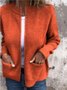 Women Spring/Fall Outerwear Vintage Split Joint Plain Long Sleeve Stand Collar Jacket