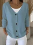 Women Plain Casual Spring/Fall Cardigan