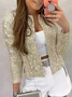 Women Spring/Fall Outerwear Vintage Split Joint Plain Long Sleeve Stand Collar Jacket