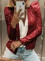Women Spring/Fall Outerwear Vintage Split Joint Plain Long Sleeve Stand Collar Jacket