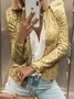 Women Spring/Fall Outerwear Vintage Split Joint Plain Long Sleeve Stand Collar Jacket