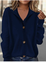 Women Plain Long Sleeve Turtleneck Vintage Winter Cardigan Outerwear