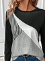Women Abstract Long Sleeve Tee T-shirt Crew Neck Printing Casual Spring/Fall Graphic Tee Top
