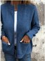 Women Spring/Fall Outerwear Vintage Split Joint Plain Long Sleeve Stand Collar Jacket