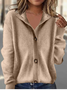 Women Plain Long Sleeve Turtleneck Vintage Winter Cardigan Outerwear