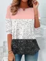 Women Abstract Long Sleeve Tee T-shirt Crew Neck Casual Spring/Fall Tunic Top