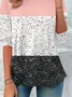 Women Abstract Long Sleeve Tee T-shirt Crew Neck Casual Spring/Fall Tunic Top
