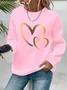 Women Heart/Cordate Crew Neck Printing Casual Spring/Fall Long Sleeve Sweatshirt