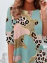 Women Abstract Long Sleeve Tee T-shirt Crew Neck Casual Spring/Fall Tunic Top