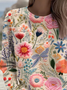 Women Floral Crew Neck Printing Casual Spring/Fall Long Sleeve Sweatshirt