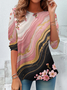 Women Floral Long Sleeve Tee T-shirt Crew Neck Casual Spring/Fall Tunic Top