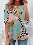 Women Abstract Long Sleeve Tee T-shirt Crew Neck Casual Spring/Fall Tunic Top