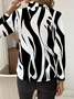 Women Abstract Long Sleeve Shirt Spring/Fall Buckle Shirt Collar Regular Sleeve Daily Casual Top