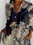 Women Floral Long Sleeve Shirt Spring/Fall Buckle Shirt Collar Regular Sleeve Daily Casual Top