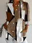 Women Abstract Long Sleeve Shirt Spring/Fall Buckle Shirt Collar Regular Sleeve Daily Casual Top